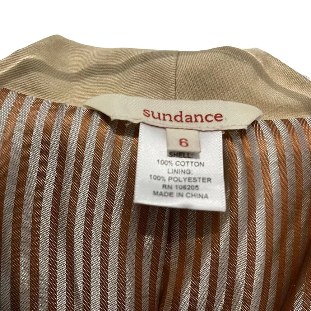 Sundance Women's Casual Blazer Jacket Light Tan 3 Button Single Breasted Size 6